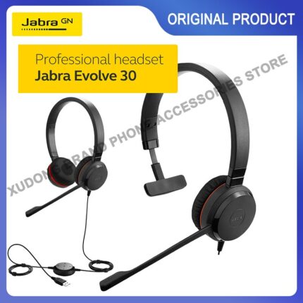 Original Jabra EVOLVE 30 Mono Stereo Wired Headset Noise Cancelling Headphones Mute Button Telephone Earphones MS/UC With Mic 2