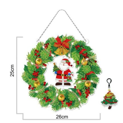 Christmas Diamond Embroidery Kit Special Shaped Drill Diamond Painting Wreath with LED Light diamond Art Home Wall Decor 1