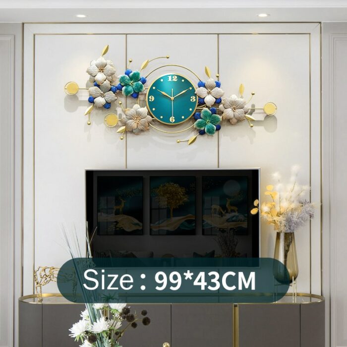 Creative Luxury Wall Clock Living Room Dining Room Sofa Background Home Wall Decoration Iron solid wood Wall Hanging Large 3