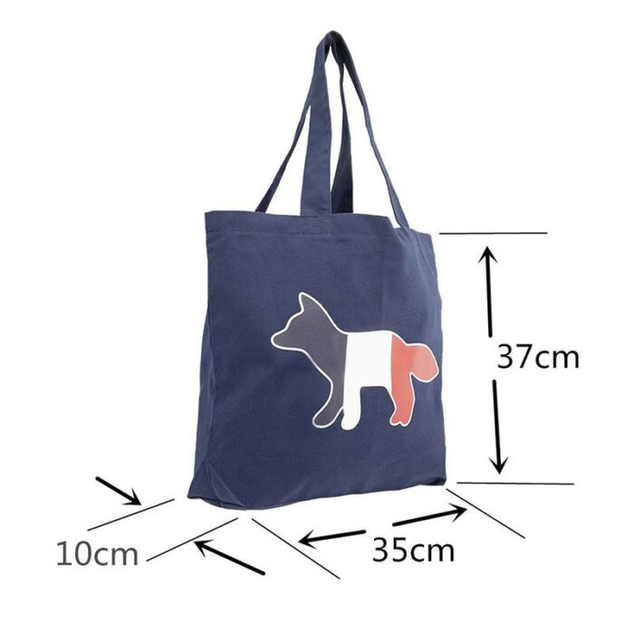 Korean Ins Canvas Causal Tote Bag For Women Fox Print Large Shoulder Shopper Bag Eco Shopping Bag Causal Handbag High Capacity 6