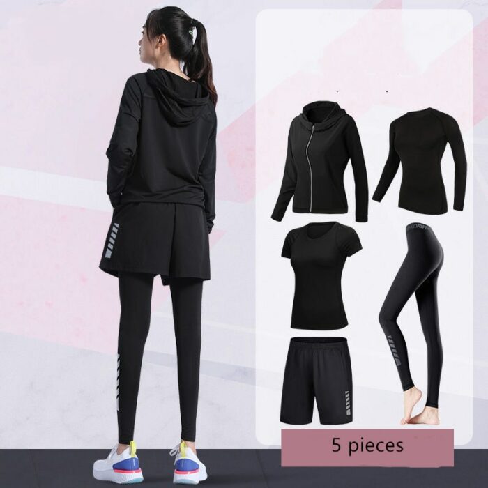 Running Set Women Sport Suit Yoga Tights Quick Dry Fit Jogging Training Sportswear Workout Female Gym Fitness Tracksuits Clothes 1