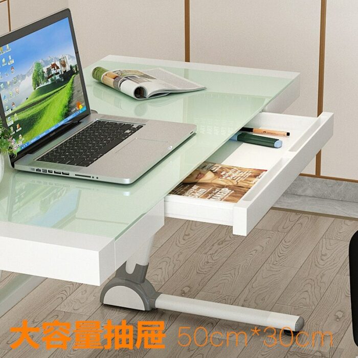 Simple Computer Desk Desktop Home Tempered Glass Simple and Convenient Writing Gaming Table Commercial Furniture Metal Modern 4