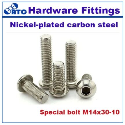 High quality standard 50pcs/lot half round head bolt Carbon Steel Nickel Plated for M14x30-10 Stainless steel SS304 1