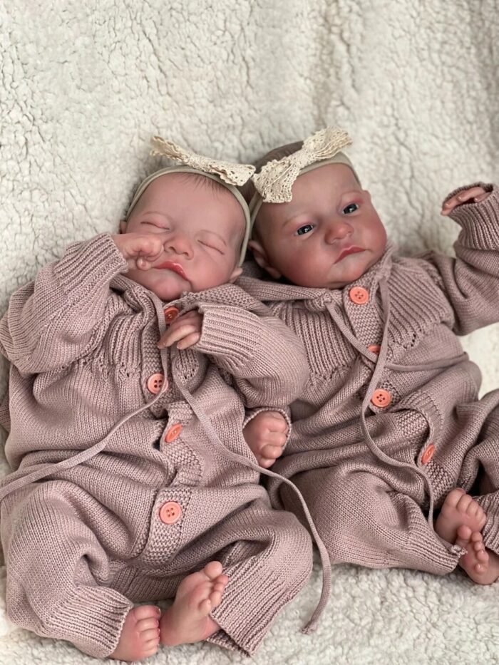 LvB 19inch Already Painted Finished Reborn Baby Doll Twins Levi Awake & Sleeping Newborn Baby Doll 3D Skin Visible Veins 5