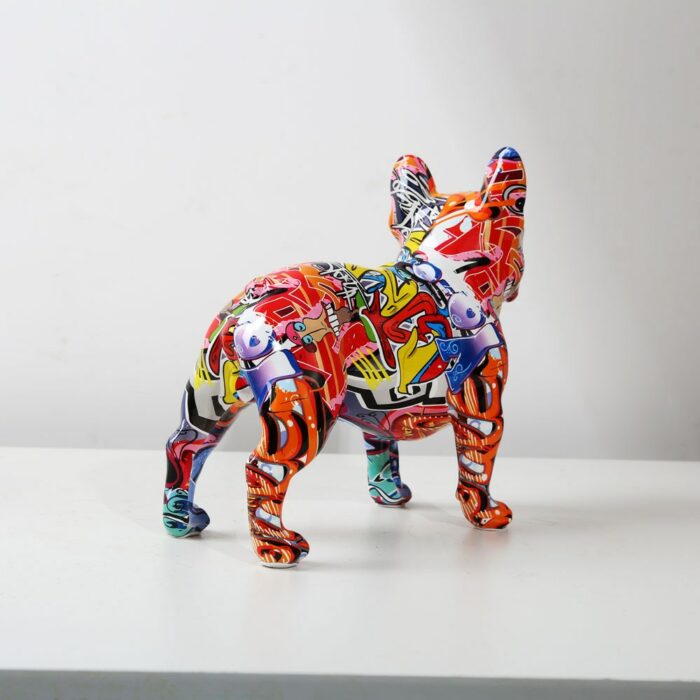 Creativity Modern Colorful French Bulldog Statue Wholesale Graffiti Office Ornaments Printing Resin Dog Home Decor Crafts 4