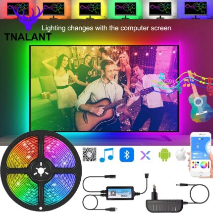 Led Strip Light Bluetooth Music Control DIY Ambient TV Computer Dream Screen Backlight Addressable WS2812B DC5V 1