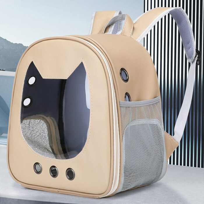 Cat Carrier Bag PU Portable Travel Outdoor Backpack for Small Dog Cats Transparent Breathable Carrying Shoulder Bag Pet Supplies 1