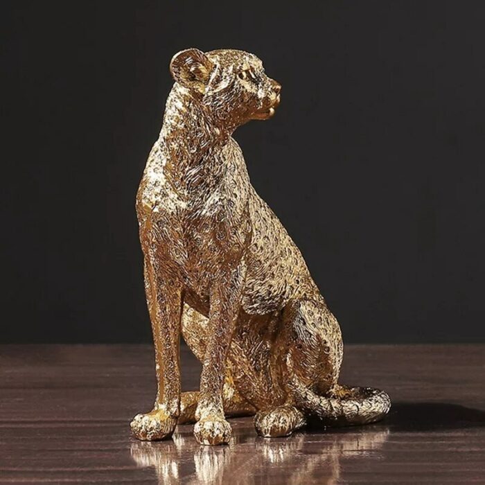 Retro Cheetah Statue Animal Figurine Panther Leopard Sculpture Home Office Table Desktop Decor Ornaments Gifts 3