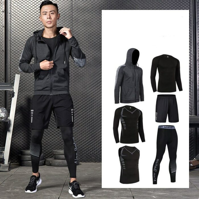 Reflective Sports Suit Men's Running Sets Jogging Basketball Underwear Sportswear Gym Tights Tracksuit Athletic Training Clothes 1