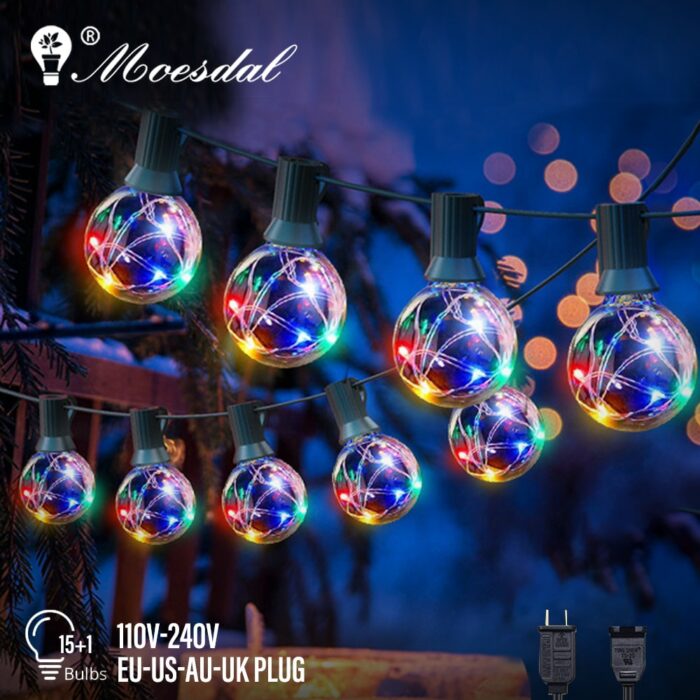 LED G40 Spherical Light String Outdoor Waterproof Copper Wire Light String 110V-220V for Garden Backyard Christmas Decoration 1