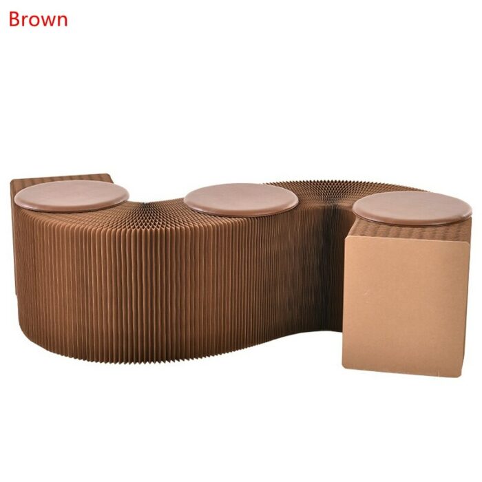 Modern Design Accordion Folding Paper Stool Sofa Chair Home Kraft Paper Bench 5