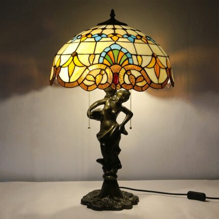 AOSONG Tiffany Table Lamp LED Creative Exquisite Color Glass Desk Light Decor For Home Study Bedroom Hotel Bedside 2