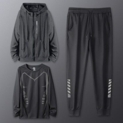 Reflective Running Tracksuits Men's Jogging Sets Basketball Soccer Shirts Pants Gym Tights Suits Husband Sports Training Clothes 1