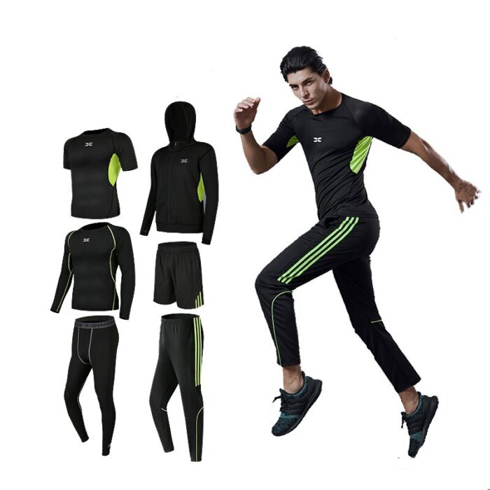 6PCS/SET Men's Running Tracksuits Sports Tights Running Suit Compression Gym Fitness Sportswear Basketball Jogging Underwear Set 1