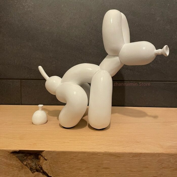 Balloon Dog Doggy Poo Statue Resin Animal Sculpture Home Decoration Resin Craft Office Decor Standing black gold 4