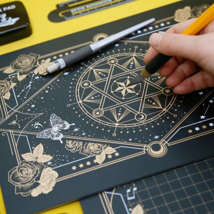 Magic Array Cutting Pad Rubber Stamp Hand Account Paper Carving A4 High-value Pvc Black Gold Collage Writing Pad Office Supplies 2