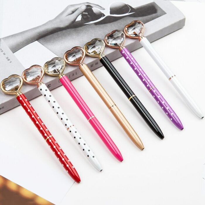 8 Pcs Heart Drill Metal Ballpoint Pen Metal Love Gift Pen Wholesale Office Accessories Pens for Writing School Supplies 1