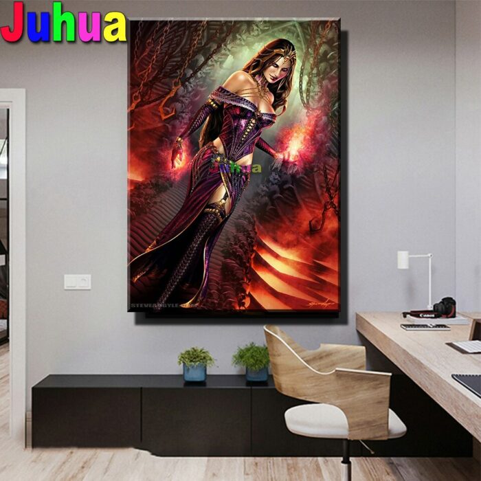 5D Diy Abstract Gothic Dark Angel Diamond Painting Portrait Diamond Mosaic 3d Picture Of Rhinestones Diamond Embroidery Wall Art 6