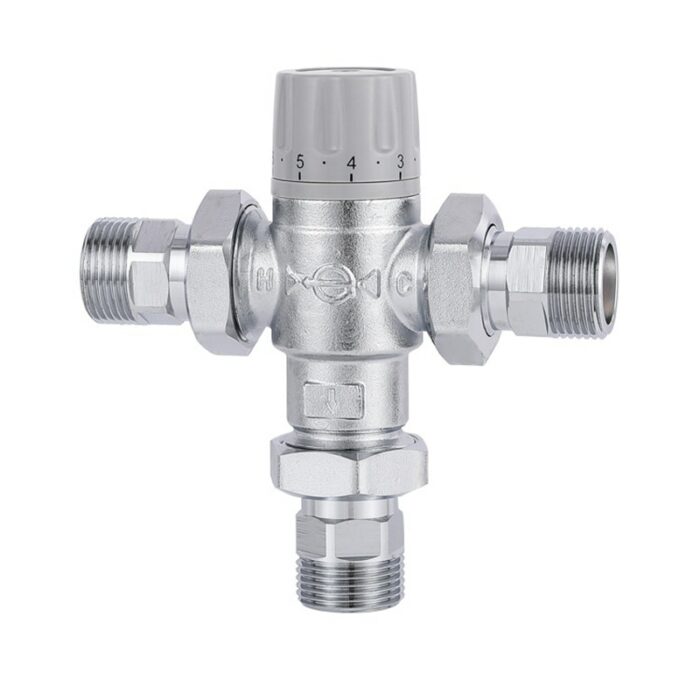 DN25 Chrome plated brass thermostatic mixing valve Temperature control valve Automatic constant temperature anti-scalding 1