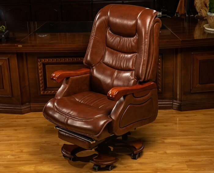 Leather boss chair business massage executive chair solid wood office chair reclining lift swivel chair home computer chair 4