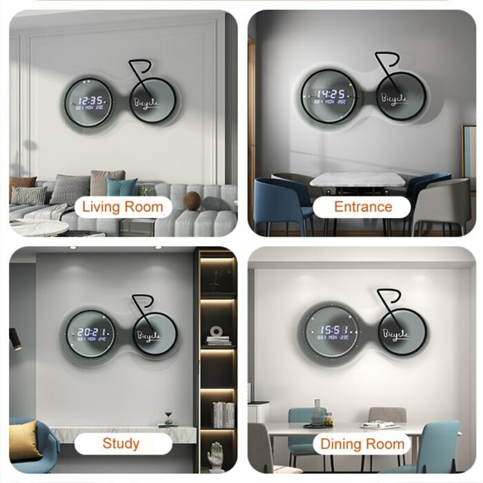 Modern Led Digital Wall Clock 3D Luminous Mute Electronic Creativity Wall Clock Led Wall Clock Jump Second Clock Home Decoration 4