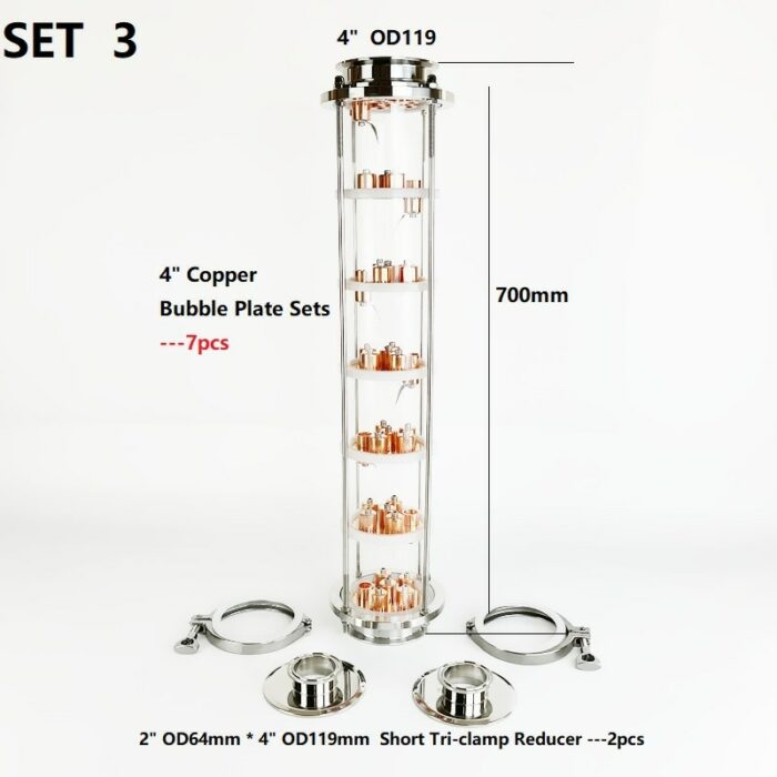 New 4" OD119 Distillation Column With 7pcs Copper Bubble Plates For Distillation,7-Layer High Quality Rectification Column 3