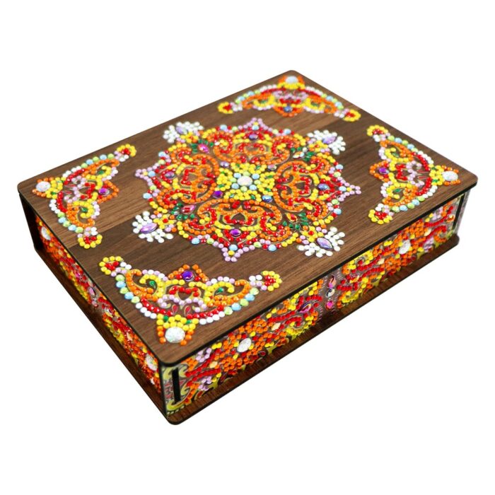 Jewelry Storage Box Classic Mandala Diamond Painting DIY Special Shaped Drill Wood Organizer Case Holder Mosaic Art Kit Handmade 4