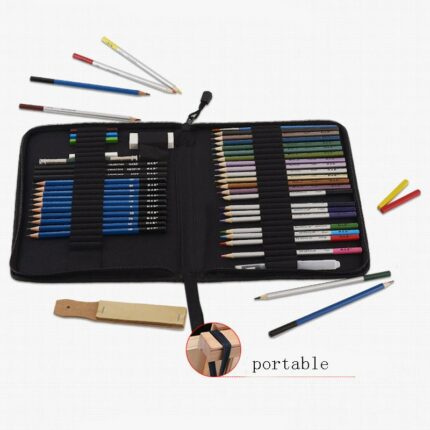 51pcs/Set Creative Art Stationery Set Simple Wooden Colored Pencils Sketch Painting Sets For Students Entertainment Supplies 2