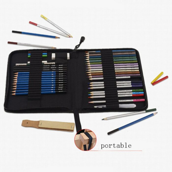 51pcs/Set Creative Art Stationery Set Simple Wooden Colored Pencils Sketch Painting Sets For Students Entertainment Supplies 2