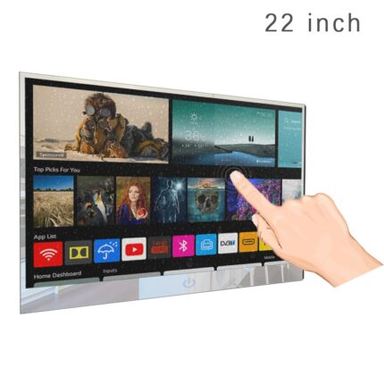 Soulaca Kitchen TV 22 Inch Magic Mirror Touch Screen Led TV for Bathroom IP66 Waterproof Android9.0 System Wi-Fi&Bluetooth 2