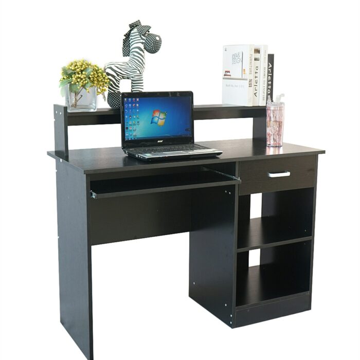 Black Computer Desk Laptop Notebook PC Lapdesk Table Home Office Study Work Drawer Storage Organizer Rack File Book Decorations 1