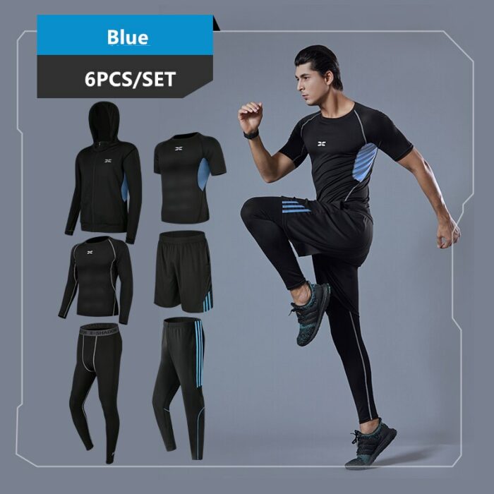 6PCS/SET Men's Running Tracksuits Sports Tights Running Suit Compression Gym Fitness Sportswear Basketball Jogging Underwear Set 3