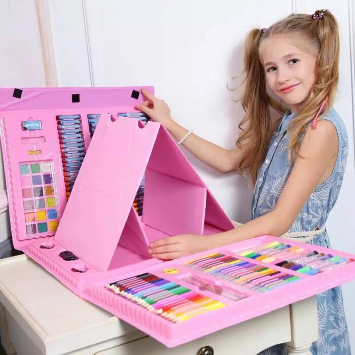 176PCS Kids Gift Creative Painting Graffiti Paint Brush Set Fashion Children Daily Entertainment Toy Art Sets With Easel 5