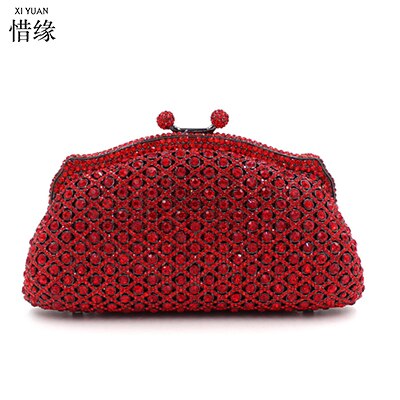 XIYUAN Red Color Crystal Clutch Bag Rhinestone Evening Purse Clutches Bags Women Formal Dinner Handbag Wedding Bridal Purses 1