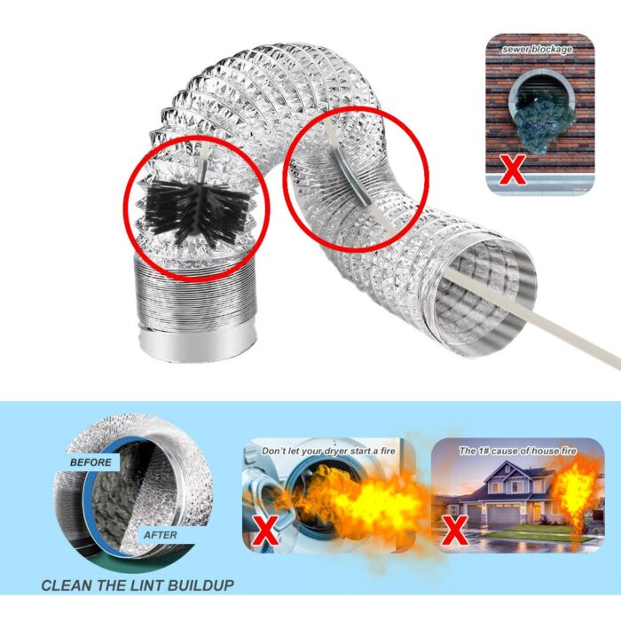 150mm Rotary Chimney Brush Long Handle Flexible Rod For Chimney, Dryer Pipe，Fireplace Inner Wall And Roof Cleaning Tools 2