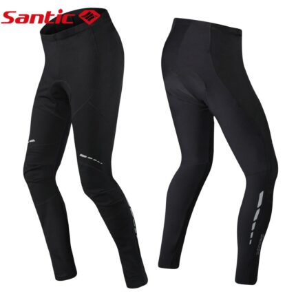 Santic Men Winter Cycling Pants Pro Fit Coolmax 4D Pad Shockproof FleeceKeep Warm Anti-pilling Cycling Long Pants WM8C04105 1