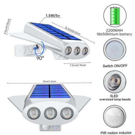 LED Solar Wall Light IP65 Waterproof Outdoor Motion Sensor Solar Garden Light for Landscape Path Street Garage Lighting 2