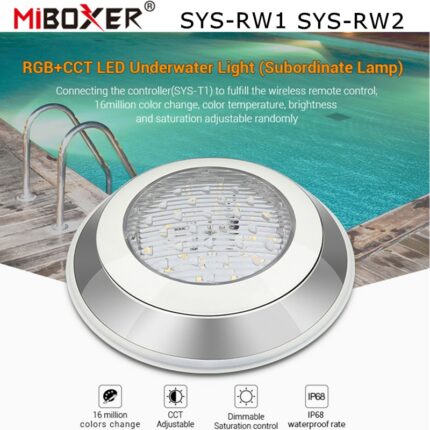 Miboxer 12W 27W RGB+CCT LED Underwater Light Swimming Pool Lamp SYS-RW1 SYS-RW2 IP68 Waterproof DMX512/WiFi APP Alexa Control 1