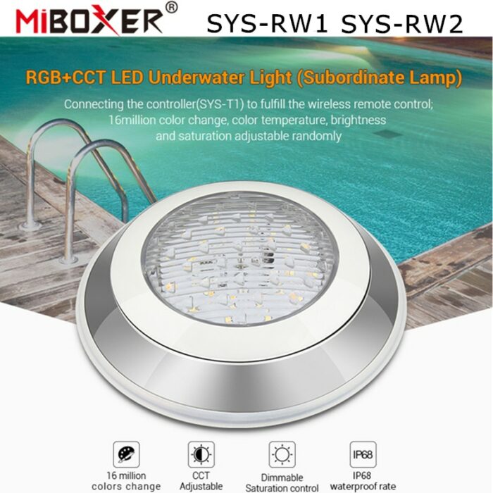 Miboxer 12W 27W RGB+CCT LED Underwater Light Swimming Pool Lamp SYS-RW1 SYS-RW2 IP68 Waterproof DMX512/WiFi APP Alexa Control 1