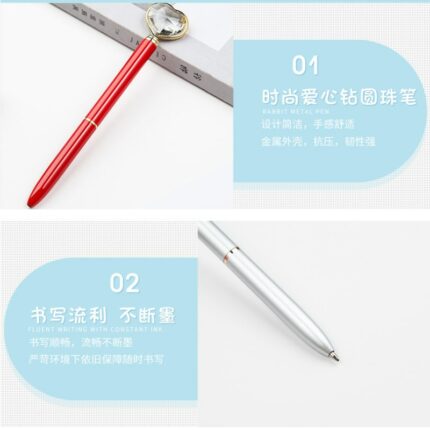 8 Pcs Heart Drill Metal Ballpoint Pen Metal Love Gift Pen Wholesale Office Accessories Pens for Writing School Supplies 2