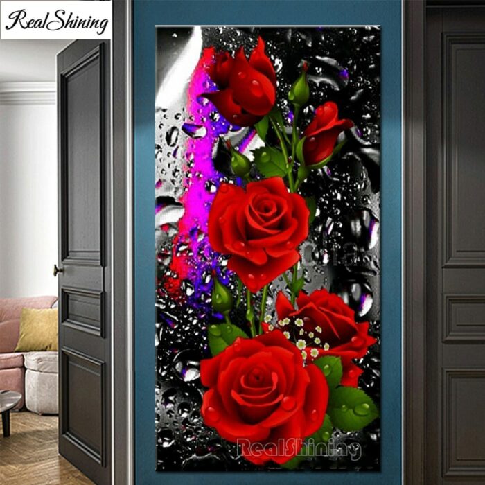 5D DIY Diamond Painting Red Rose Full Square Round Diamond Art Mosaic Cross Stitch Home Decor Beautiful Flower Large T239 1