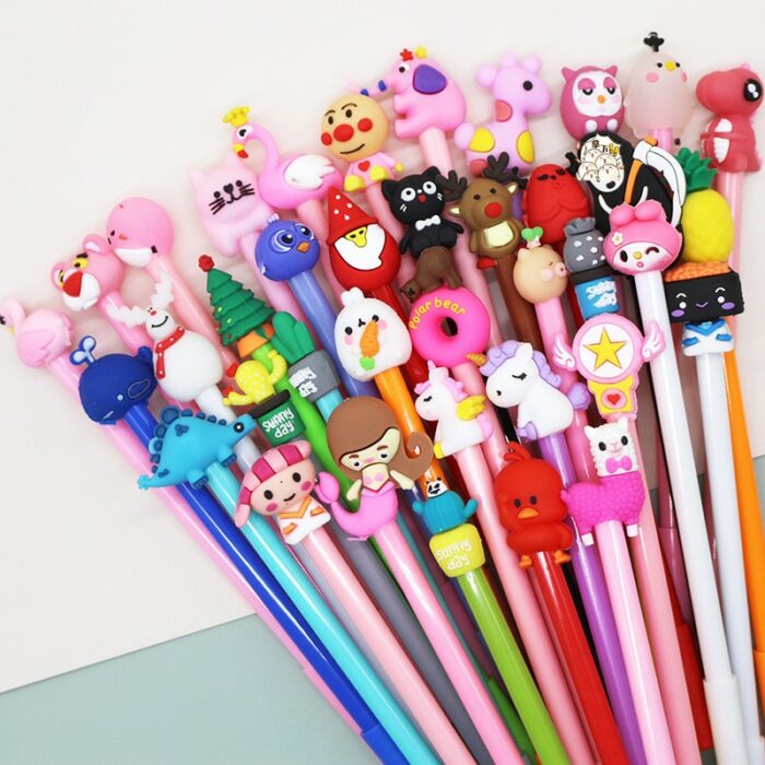 50Pcs/Lot Cute Cartoon Gel Pen 0.5mm Black Gel Ink Kawaii Pens Writing Neutral Pen Signature Stationery Office School Supplies 2