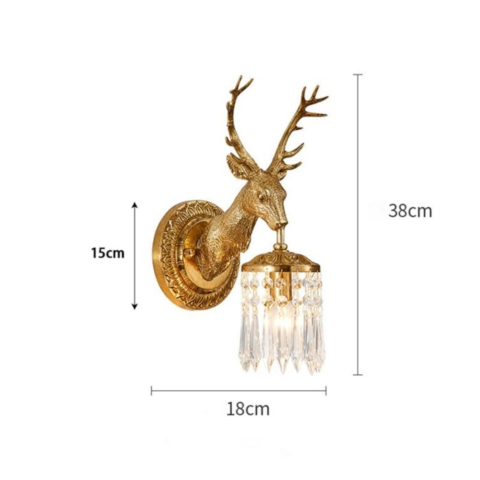 Deer head lamp living room background wall lamps copper light home decoraction luxury bedroom decor led wall light aisle 5