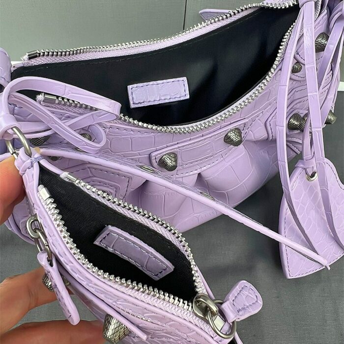 Donna-in 2022 Trend Purple Y2K Shoulder Bag Women Rivet Armpit Bags Luxury Designer Handbags Top Quality Genuine Leather Purse 3