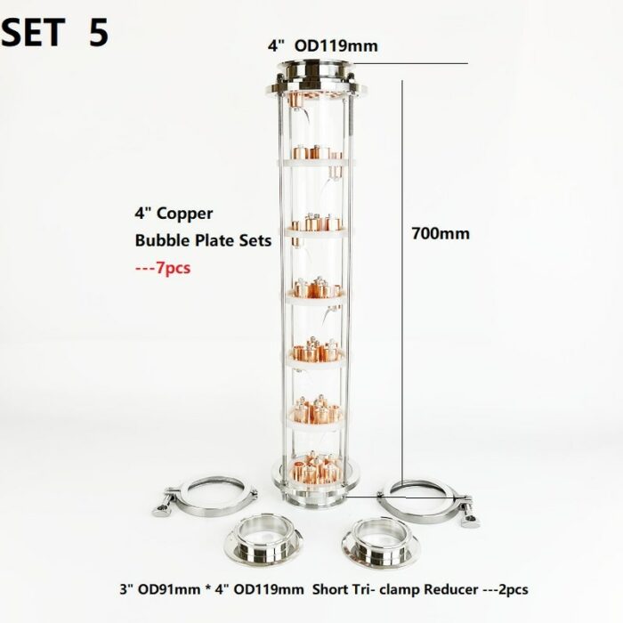 New 4" OD119 Distillation Column With 7pcs Copper Bubble Plates For Distillation,7-Layer High Quality Rectification Column 5