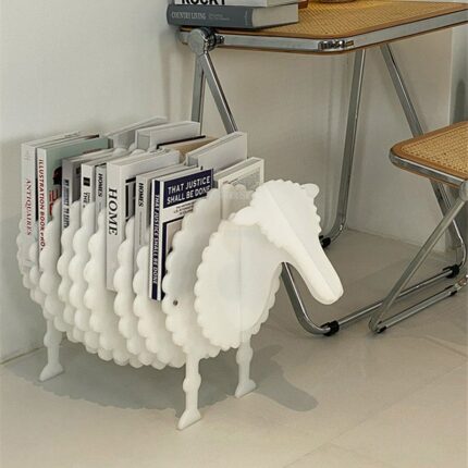 Nordic Magazine Rack Creative Plastic Art Sheep Bookshelf Window Floor Decoration Animal Decoration Acrylic Designer Bookshelf 1