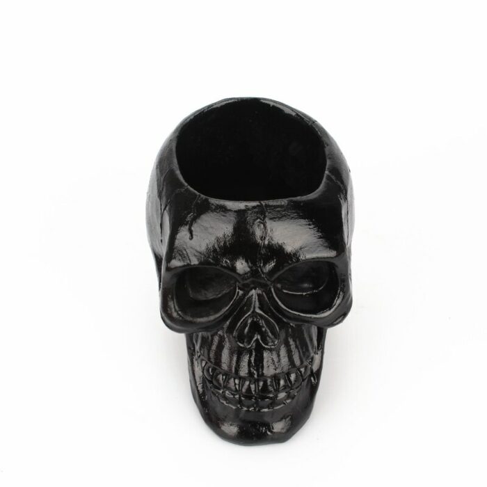 Black Skull Office Stationery Accessories Pencil Storage Tube Horror Funny Man Skull Makeup Brush Placement 3