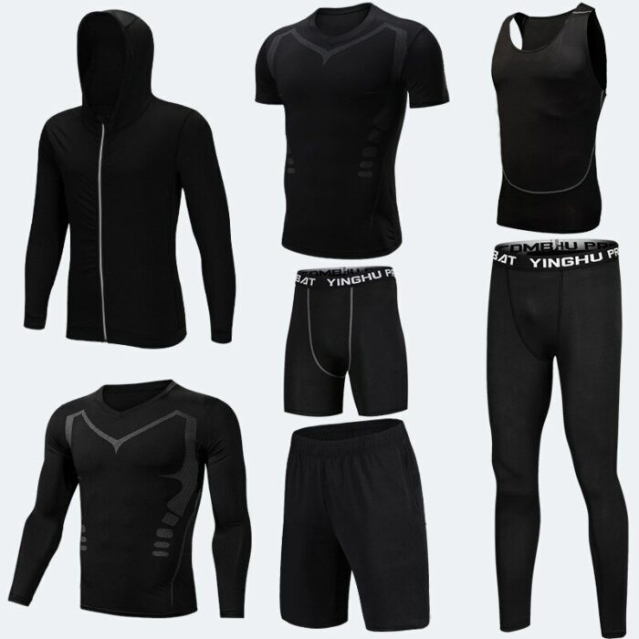 Running Training Clothes Men 7PCS/SETS Compression Running Sets Basketball Jogging Tights Underwear Set Gym Fitness Sports Suits 3