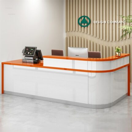 Leisure Company Front Desk Reception Desks Modern Simple Arc Corner Counter Desk Clothing Store Commercial office Counter Tables 2