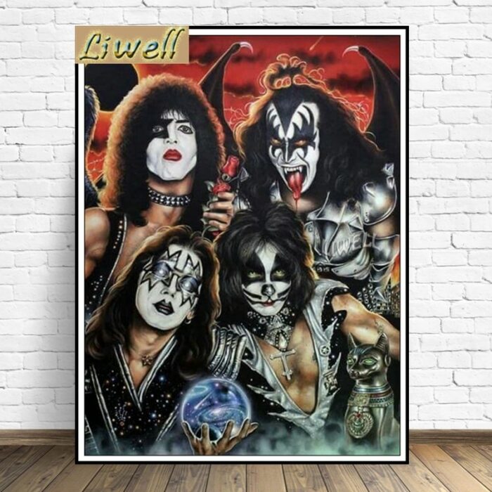 5d Handmade Kiss Band Diamond Painting Kit Metal Rock Poster Rhinestone Cross Stitch Full Drills Mosaic Art Gift For Home Decor 3